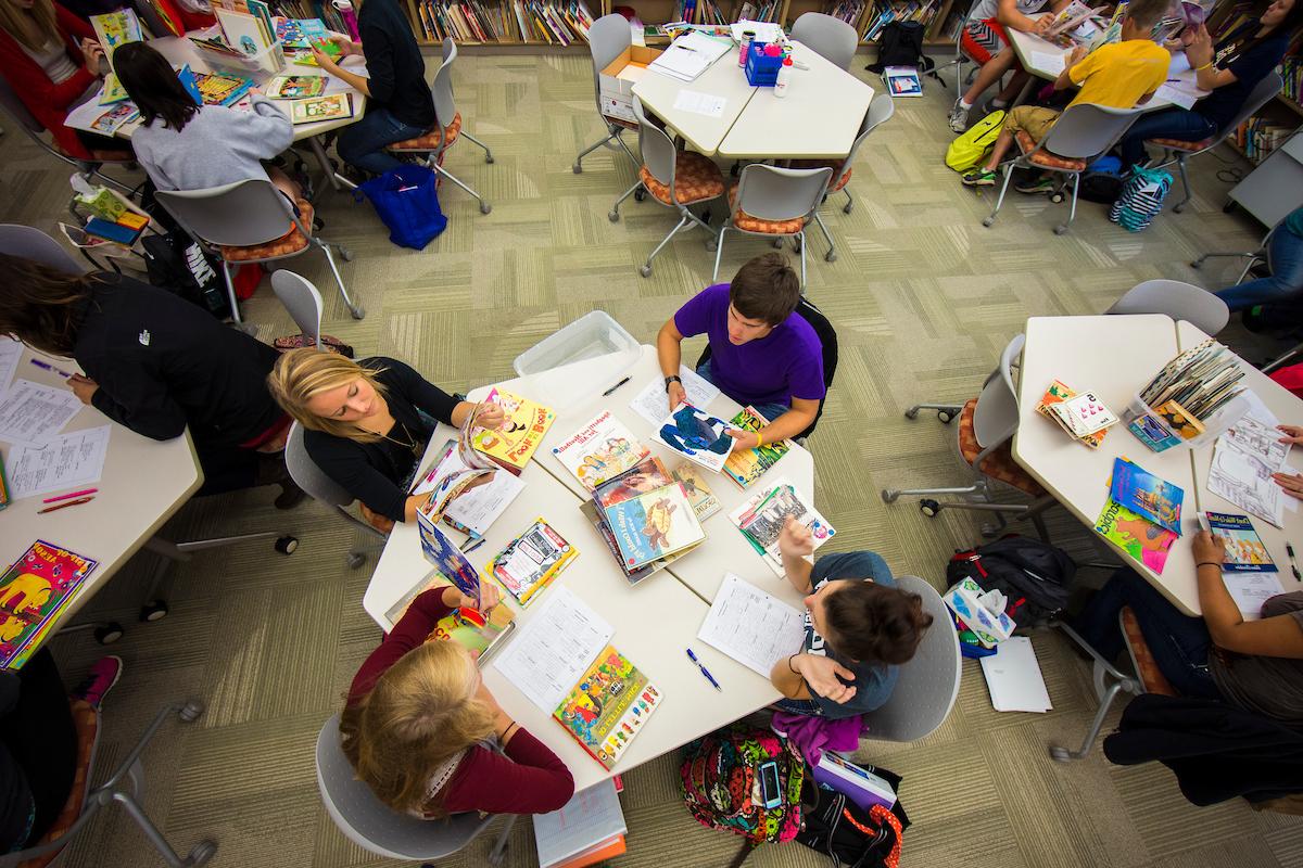 Education Students working in classroom